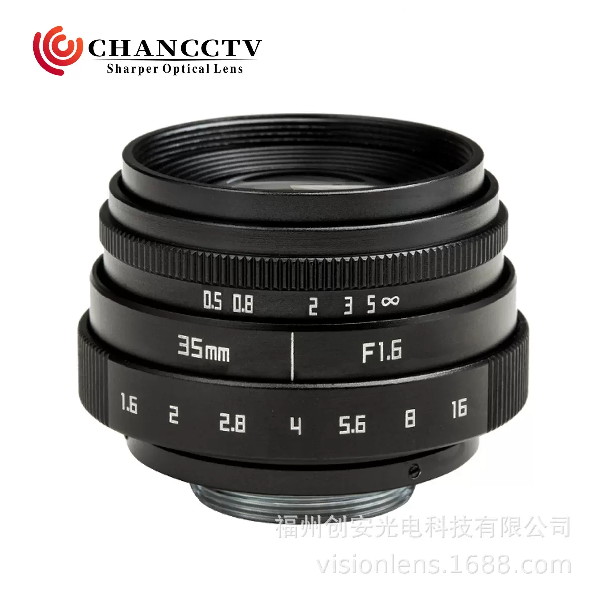 微单镜头35mm F1.6定焦单反广角相机镜头简易版C口黑色第Ⅵ代3516