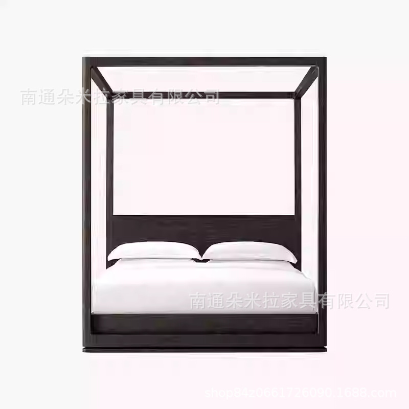 美国RH美式乡村主卧复古实木双人床架子床四柱床婚床卧室家具