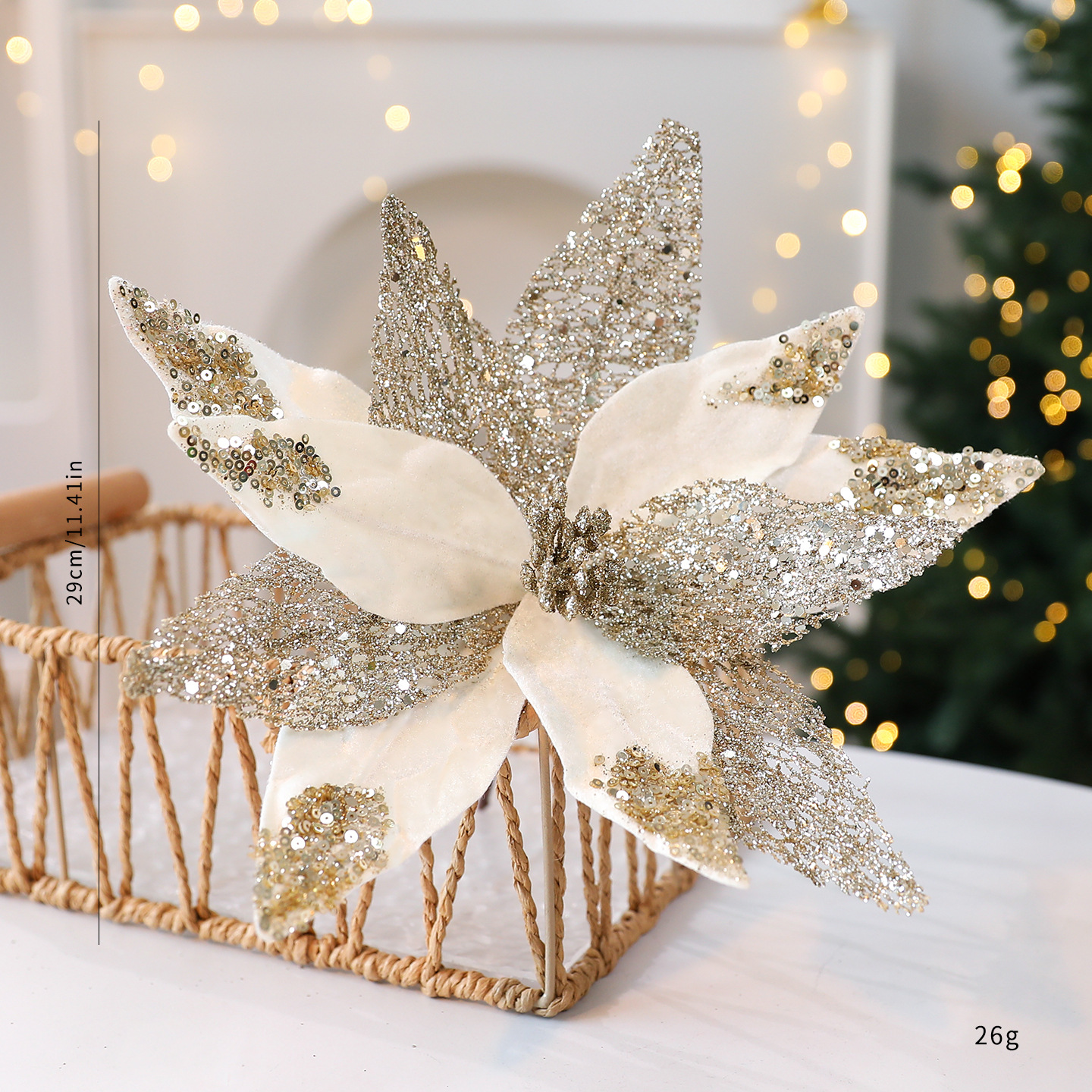 Flores de Navidad de sequillas flores de imitación tela de tela de tela decoración floral decoración de lana decoración de Navidad al por mayor