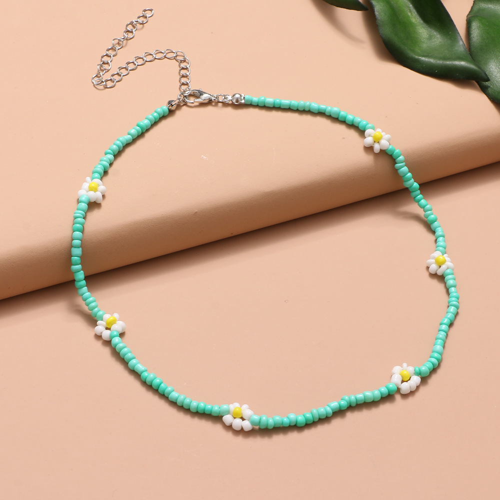 Women'S Gender Ethnic Style Simple Style Classic Style Geometric Flower Glass Women's Necklace