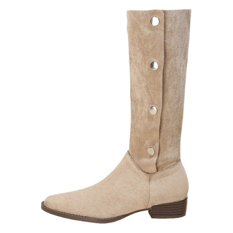 Botas vaqueras de estilo occidental para mujer, diseño exclusivo, punta cuadrada, botas plisadas apiladas, botas retro de montar.