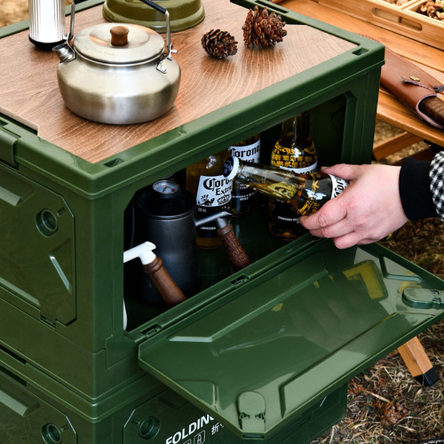 Outdoor camping 5-open storage folding box camping wooden lid storage box car backup storage box picnic storage box