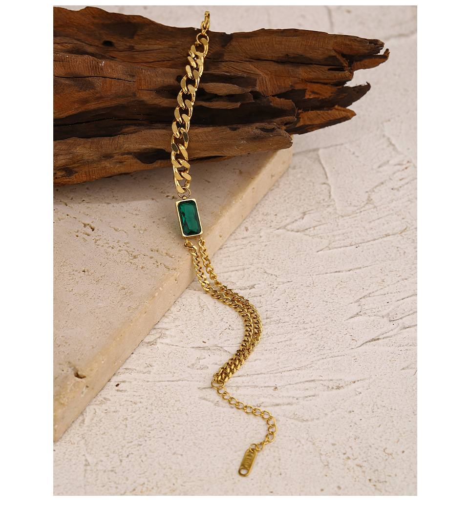 Geometric Pattern Wholesale Jewelry Fashion Geometric 304 Stainless Steel Artificial Rhinestones 18K Gold Plated Plating Stainless Steel Necklaces