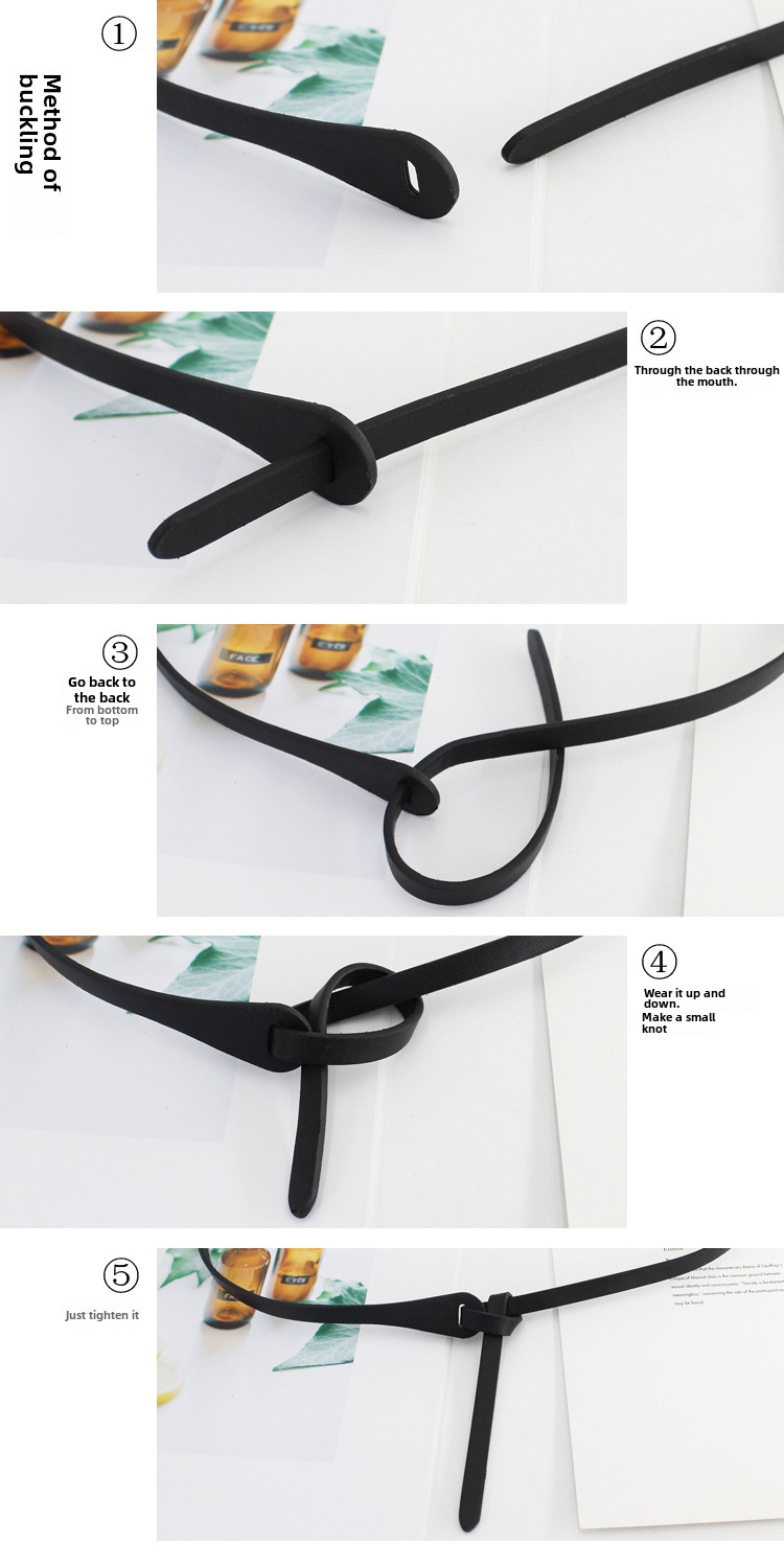 Decorative knotted belt ladies Korean version with dress pu belt thin retro ins Wind narrow strap a generation of hair_viptrois.com