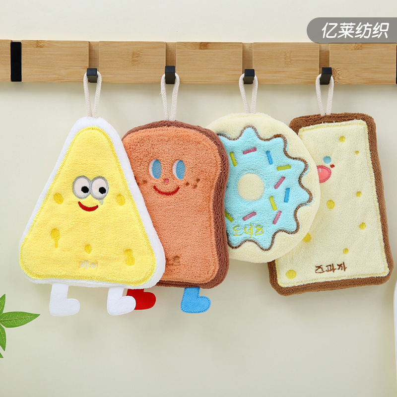 Cute Kitchen Hand Towel, Coral Fleece Hanging Towel, Cartoon Hand Towel, Cheese Series Children's Hand Towel Cute Kitchen Hand Towel, Coral Fleece Hanging Towel, Cartoon Hand Towel, Cheese Series Children's Hand Towel