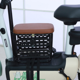 New Electric Vehicle Child Seat, Electric Motorcycle Front Baby Seat with Basket, Small Cow Stool Can Hold Items