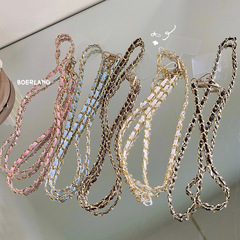 ins輕奢款斜跨肩帶手機鏈條女款百搭長款掛脖鏈條手機殼鑰匙扣鏈