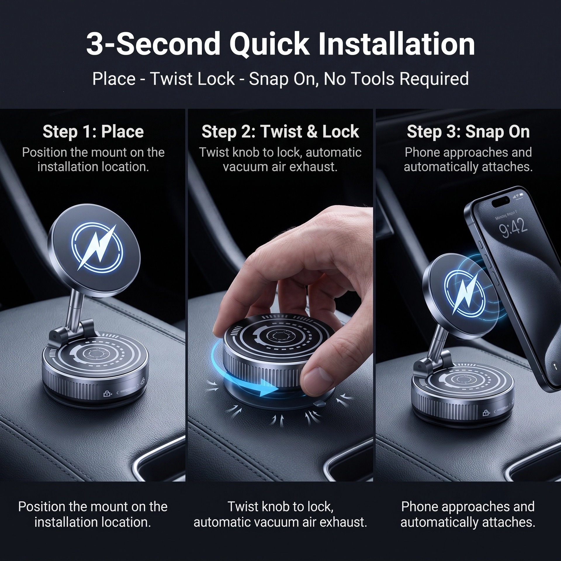 New cross-border magnetic phone holder for car navigation, suction cup mount, car-mounted rotating and foldable convenient holder