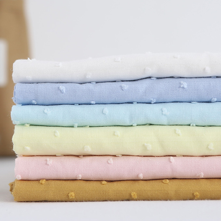 Textiles al por mayor puntos suizos tejidos de algodón orgánico jacquard tela de mujer