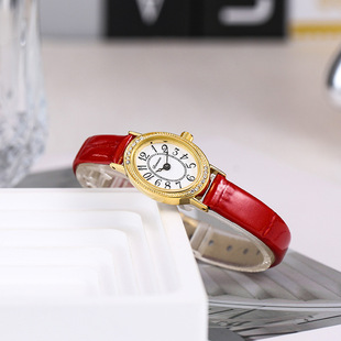 Timina Little Red Book Ancient Small Gold Watch Mini Delicate Round Wheat Lady's Retro Quartz Watch