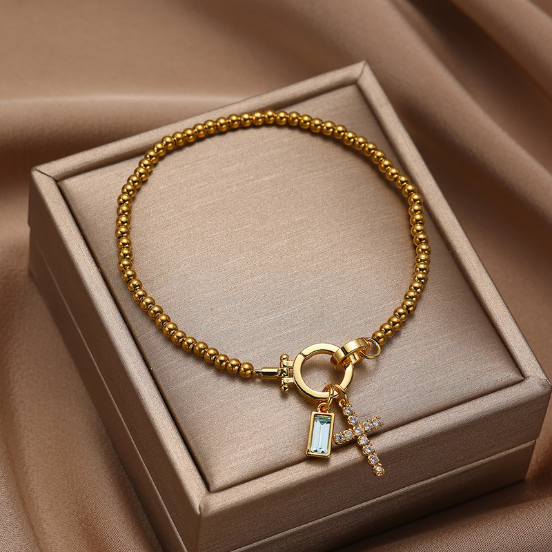 European and American Style Ins Heart Knot 12-Month Birthstone Pendant Bracelet Cross-Border Gold-Plated Jewelry European and American Style Ins Heart Knot 12-Month Birthstone Pendant Bracelet Cross-Border Gold-Plated Jewelry