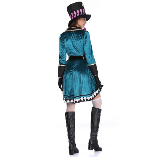 Halloween Ellie Mad Hatter Silk Adult Magician Performance Costume Nightclub Animal Tamer Stage Costume Dropshipping