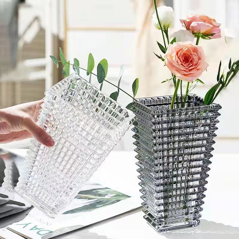 Nordic crystal vase, transparent living room, minimalist modern, light luxury, decorative, dried flower vase, trendy, brilliant crystal glass