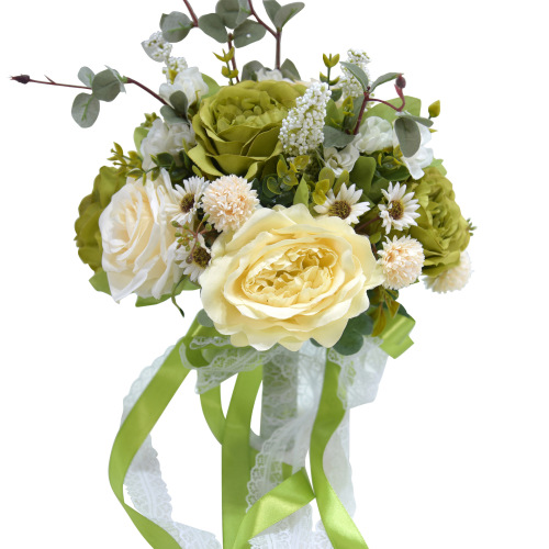 Eternal Angel 944 green long streamer bouquet, simulated silk series, bride and groom bouquet