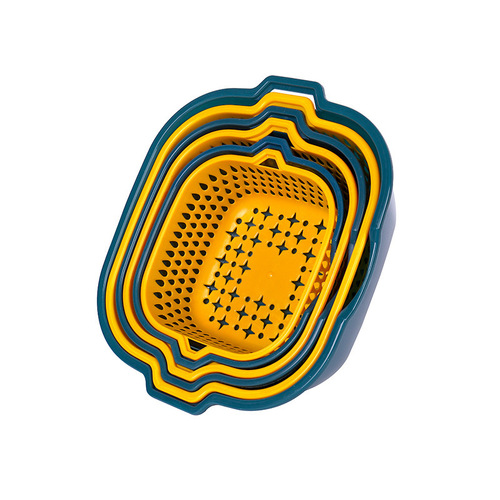 New kitchen drain basket color matching household multifunctional fruit washing basket vegetable basin double basket drop shipping