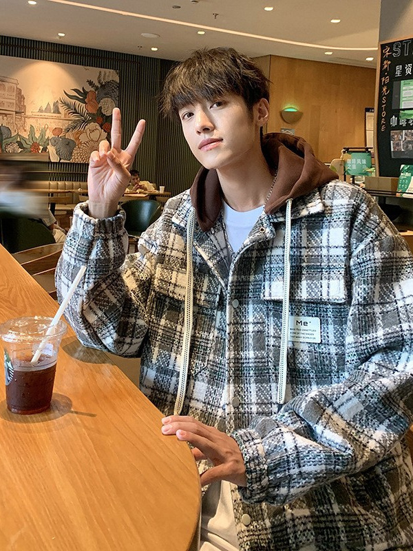 Abrigo rufián guapo retro pequeña fragancia moda masculina tendencia 2024 otoño e invierno nuevo estilo suelto todo-fósforo casual