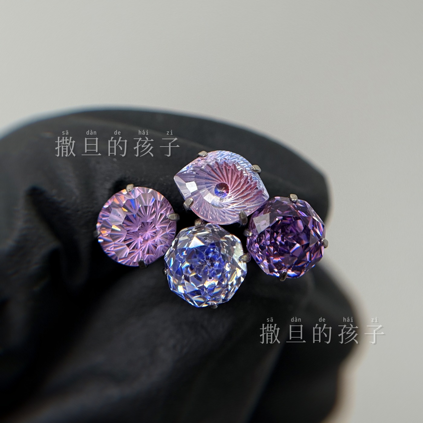 F136 Titanium Alloy Midsummer Night's Dream Purple Tongue Piercing Internally Threaded Sparkling Tongue Barbell detail image 10