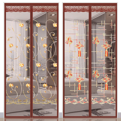 魔術貼防蚊門簾夏季加密加寬磁性對吸臥室隔斷簾家用自粘紗門紗簾