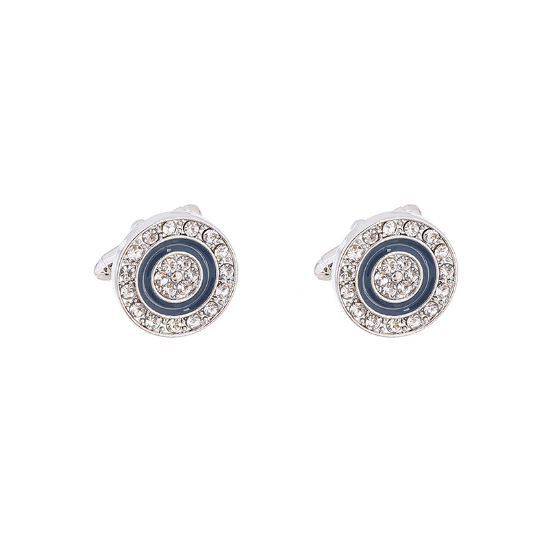Gemelli da uomo rotondi in zircone e cristallo blu_voghion.com