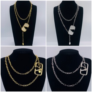 Warren Tianjia V-shaped female diamond-encrusted brass belt chain 2024 new style elegant retro sweater chain all-match women