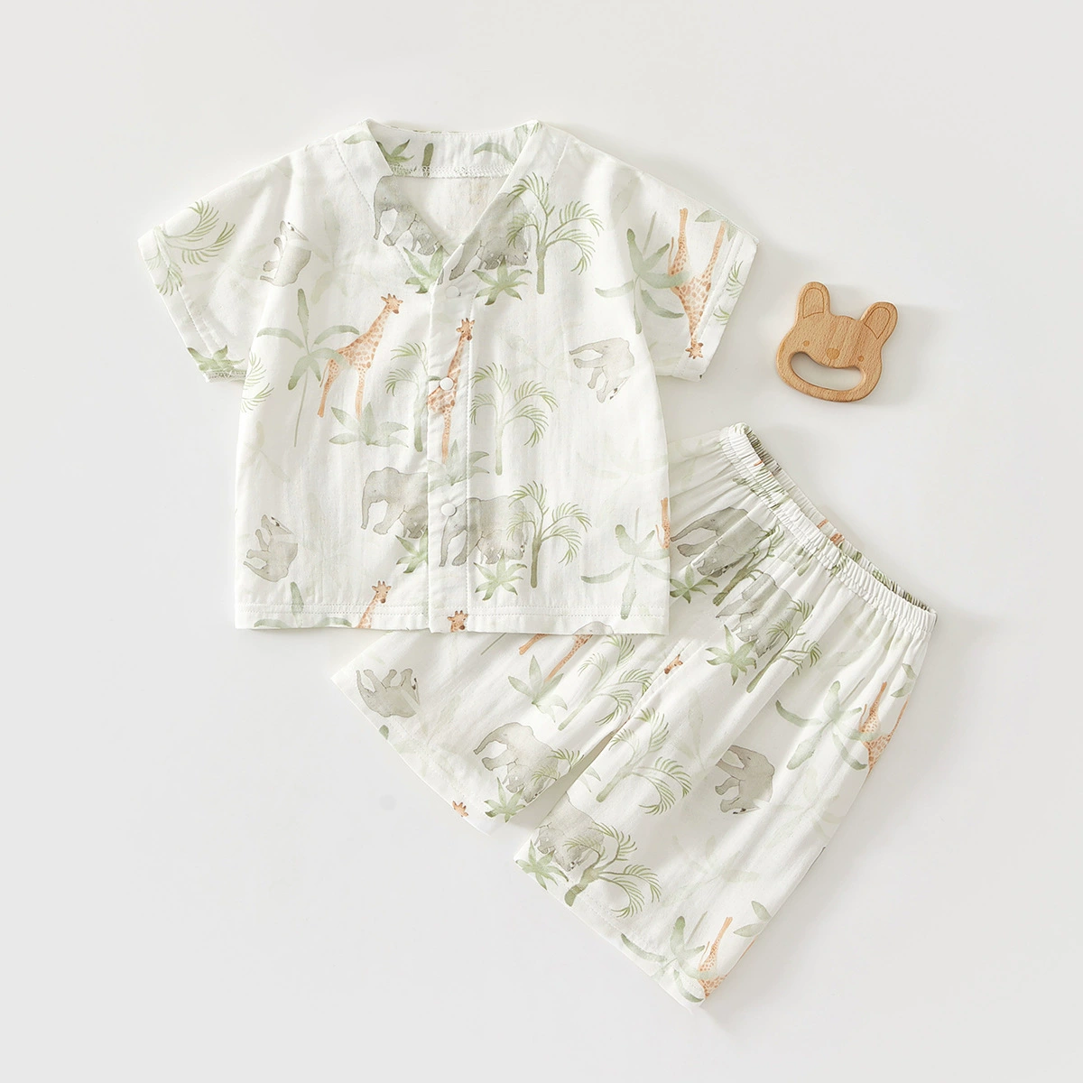 Children's split summer thin set, gauze pijama, with short sleeve