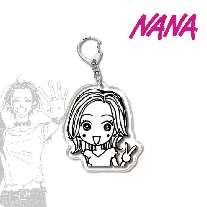Keychain (NANA) double‑sided printed, translucent membrane, metal ring, assorted designs