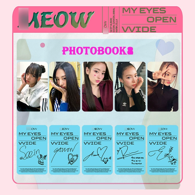 Набор фотокарточек MEOVV MY EYES OPEN VVIDE, 54×85 мм, двусторонние, 5 шт.