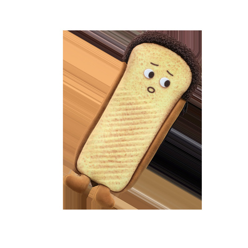 New Emotional Bread Pencil Bag Cute Cartoon Toast Japanese Funny Creative Student Stationery Gift Unisex