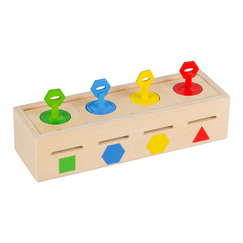 Weiweihu caja de desbloqueo de forma de madera para niños, forma cognitiva para niños, combinación de colores, juguetes educativos Montessori para la educación temprana
