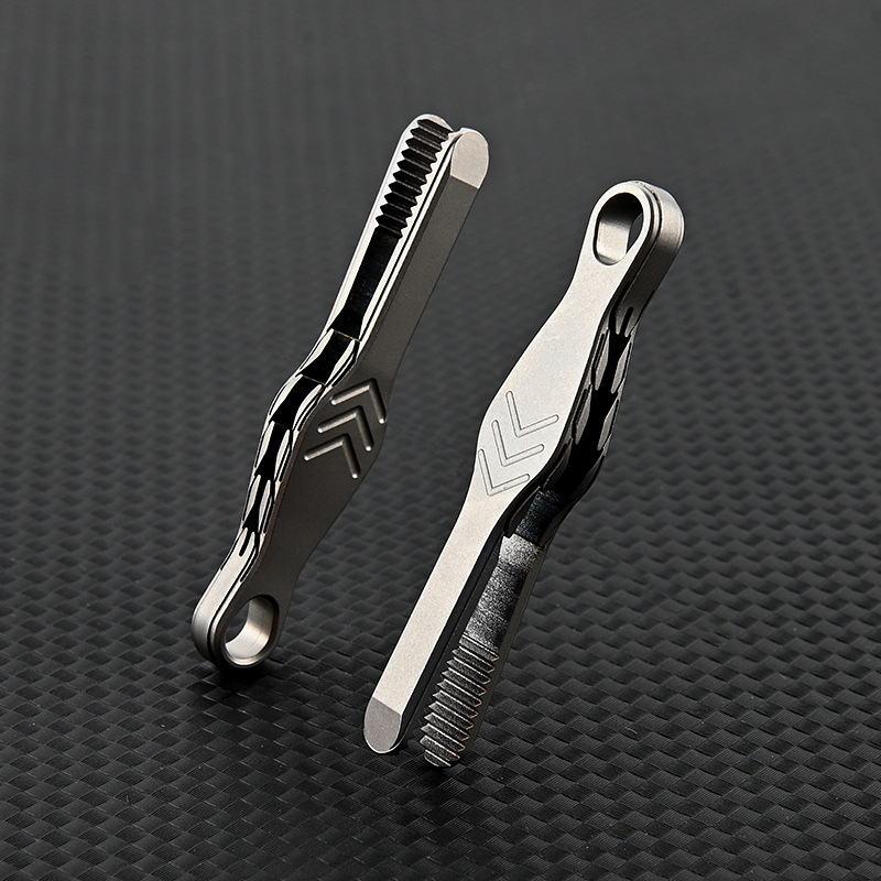 TC4 Titan-Stahl-Pinzette Multifunktional mit Schnappverschluss Korkenzieher CNC-gefräste Clips EDC Outdoor-Werkzeug – Detail 26