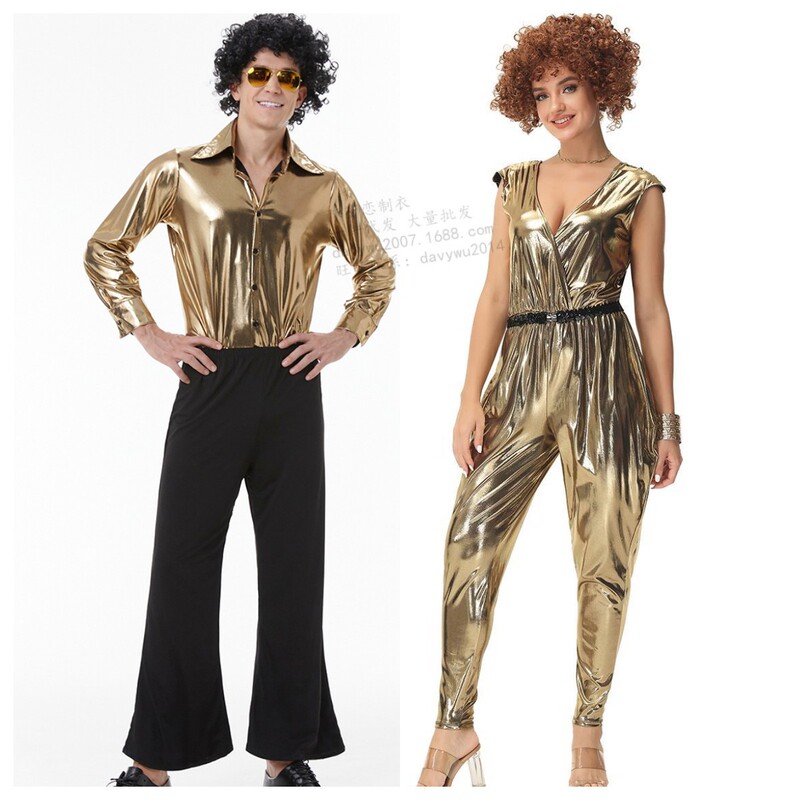 Halloween men's set couple retro 1970s European and American disco hippie dance performance for adult men and women