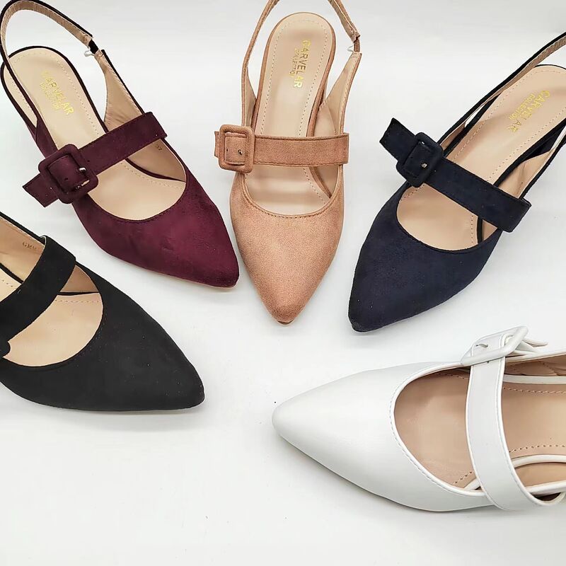 French-Style High Heels for Women 2023 Spring and Autumn Suede Chunky Heel Ankle Strap Versatile Elegant Sexy Professional Women's Pointed Toe Shoes French-Style High Heels for Women 2023 Spring and Autumn Suede Chunky Heel Ankle Strap Versatile Elegant Sexy Professional Women's Pointed Toe Shoes