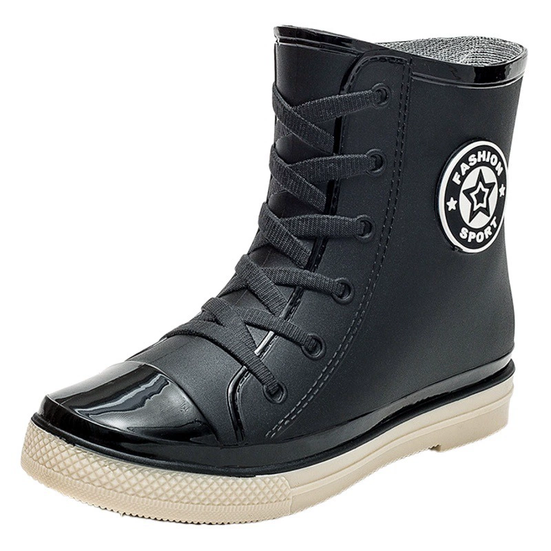 [Волосы поколения] непромокаемая обувь женская непромокаемая обувь короткая трубка Студенческая Корейская версия бархатного хлопка теплые Нескользящие резиновые сапоги Пластиковые