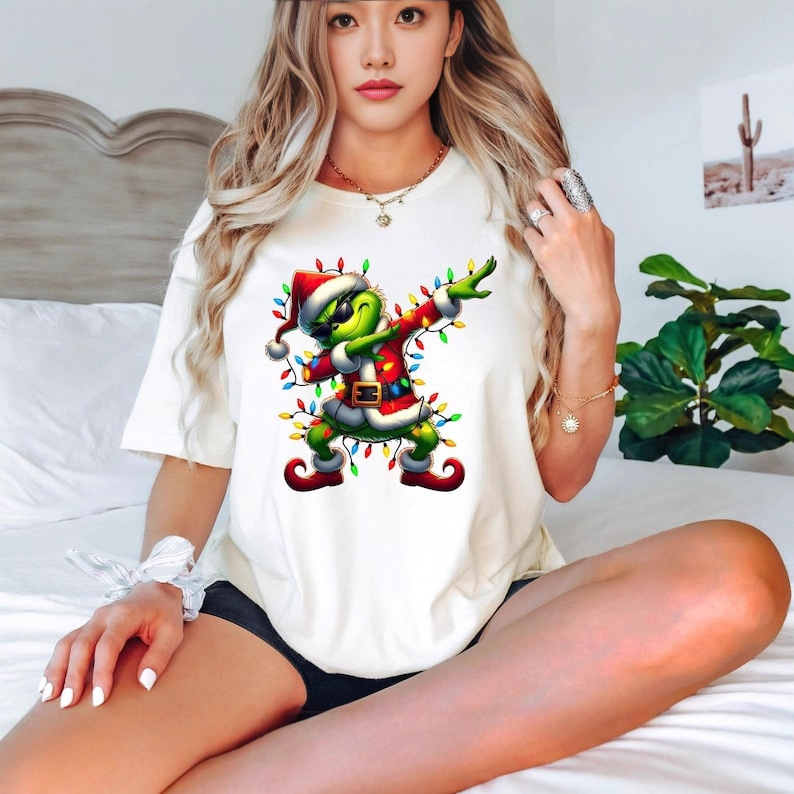 Amazon European and American Cross-Border New Green-Haired Monster Grinch Short-Sleeved Top 3D Digital Printing Round Neck Loose T-Shirt