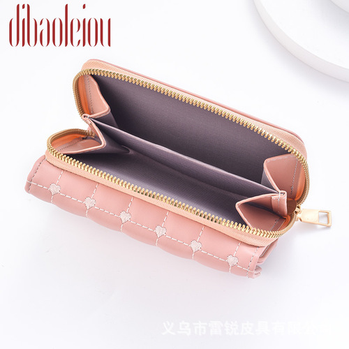 Women's mid-length embroidered coin purse ins niche design cute girly purse women's high-end clutch bag
