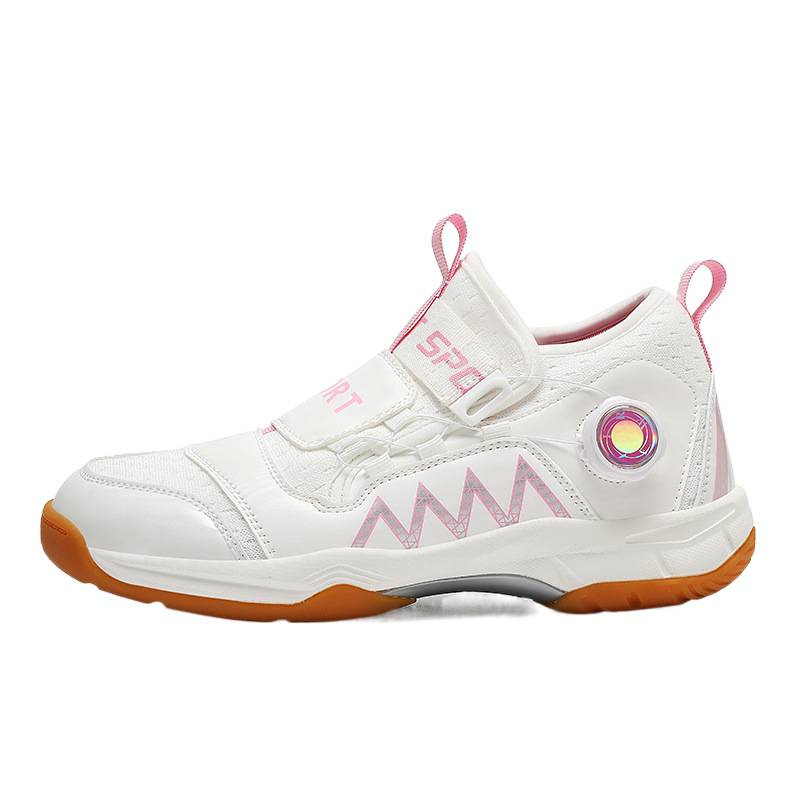 2025 nuevos zapatos de bádminton transpirables de doble red para niños y niñas botón giratorio de tenis de mesa entrenamiento profesional zapatos de competencia