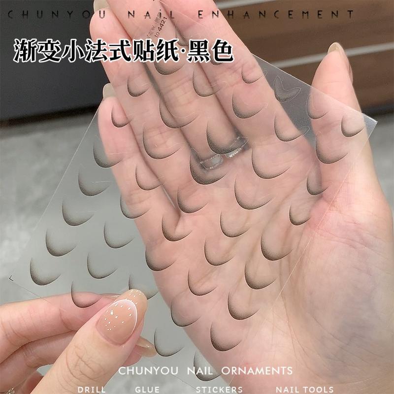 Nuevas pegatinas de gradiente pequeñas pegatinas francesas de uñas de luna media luna pegatinas francesas pegatinas negras, blancas y rojas pegatinas francesas de uñas