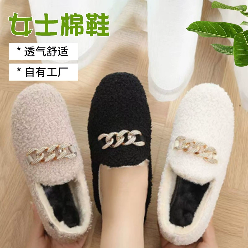 Новая осенне-зимняя Шапка-бини на флисовой подкладке, домашняя теплая пушистая Женская хлопковая обувь для мамы, модная универсальная повседневная обувь для дома и улицы