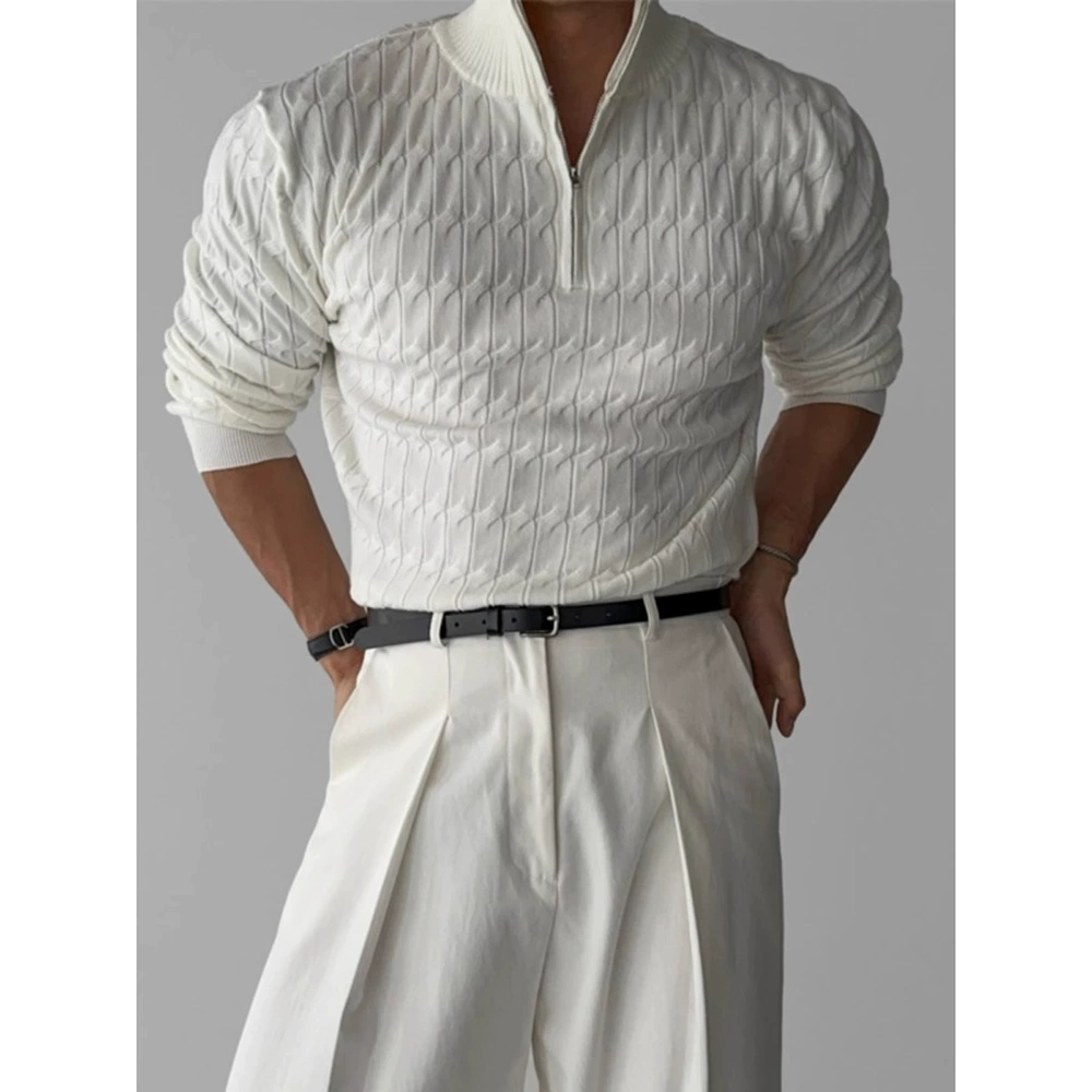 Осенний и зимний свитер с половинным вырезом на молнии свитер мужской свободный пуловер с плетеным рисунком свитер кофта тренд дикий повседневный топ