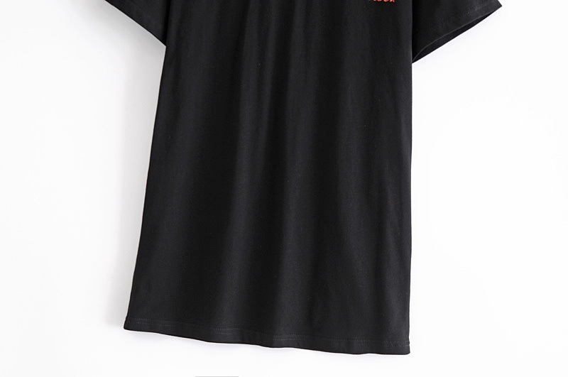 short-sleeved black letter printed T-shirt NSAM30949