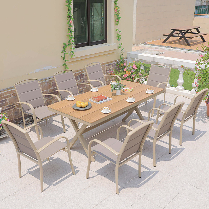 * silla de tela de red Rick + Mesa de madera plástica 220 * 90cm-1