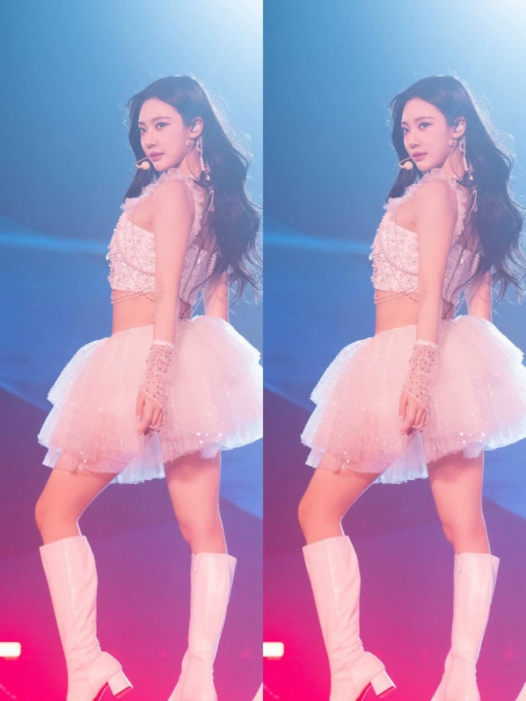 Сценический костюм в стиле k-pop: короткий топ и юбка из тюля с жемчужной цепочкой, S–XL