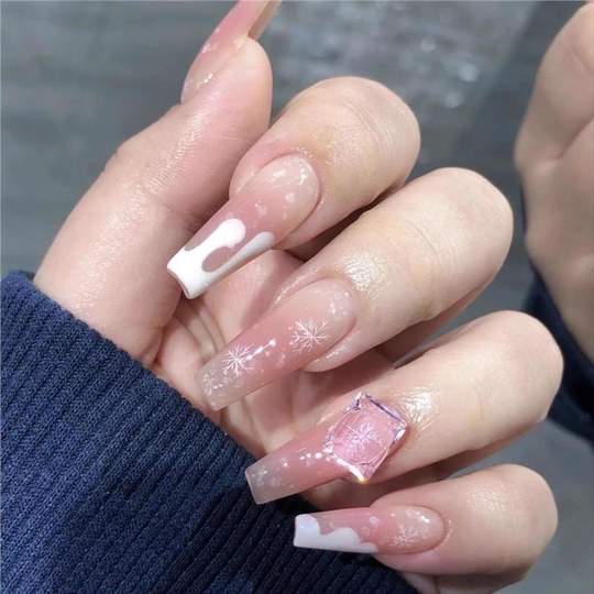 Internet famous new all-match snowflake nail polish glue eggshell glue snowflake sticker nail art popular white snowflake phototherapy glue