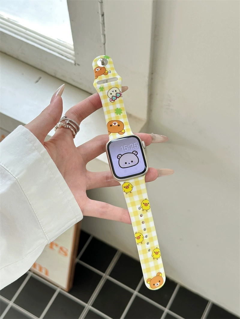 Силиконовый ремешок для iWatch в форме маленького медвежонка, подходит для S9, ремешок Apple watch, модель Applewatch7865se, милый женский стиль