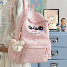 原创可爱卡通猫咪书包初中女生高颜值ins设计感大容量校园双肩包