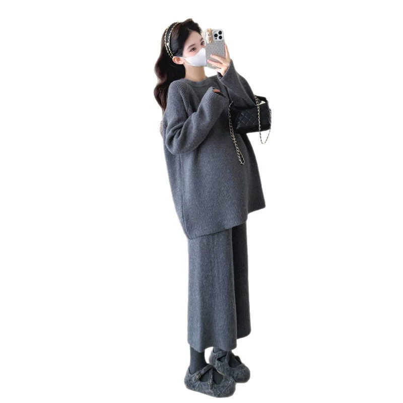 Sweater for pregnant, trousers for leisure, set, oversize
