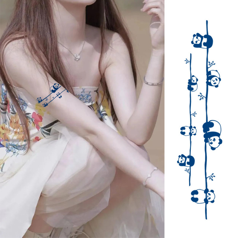 Arm ring tattoo stickers herbal juice semi-permanent national treasure panda cute tattoo stickers waterproof long-lasting bracelet tattoo stickers