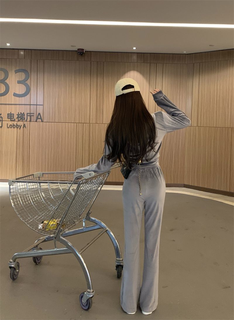 ActiveGo Winter Velvet Running Sports Casual For Women 2025 New Autumn Pure Desire Hooded Sweatshirt Two-Piece Set Trendy_desvips.com