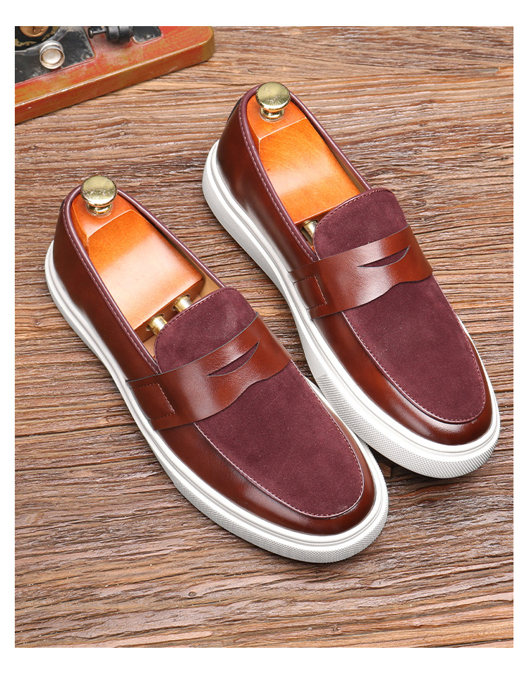 Mocassini con plateau Scarpe casual in pelle da uomo slip-on_voghion.com
