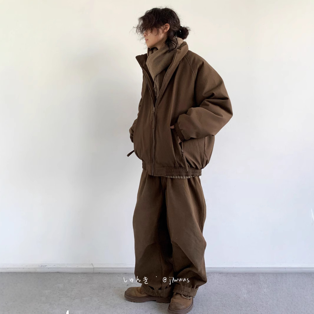 Vintage marrón pana 2025 primavera nuevo estilo cuero lavado chaqueta de cuero suelta coreana hombres guapos de moda